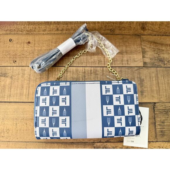 London Fog Crossbody Bag Womens Navy Blue Diana Double Zip Wallet Purse New - Picture 3 of 8